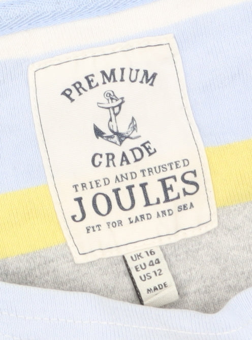 Joules Women’s Multicoloured Striped Long Sleeve Cotton T-Shirt Size 16