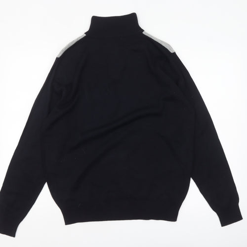 BONO BONO Uomo Men's XL Black Grey Blue Argyle 1/2 Zip Wool Jumper