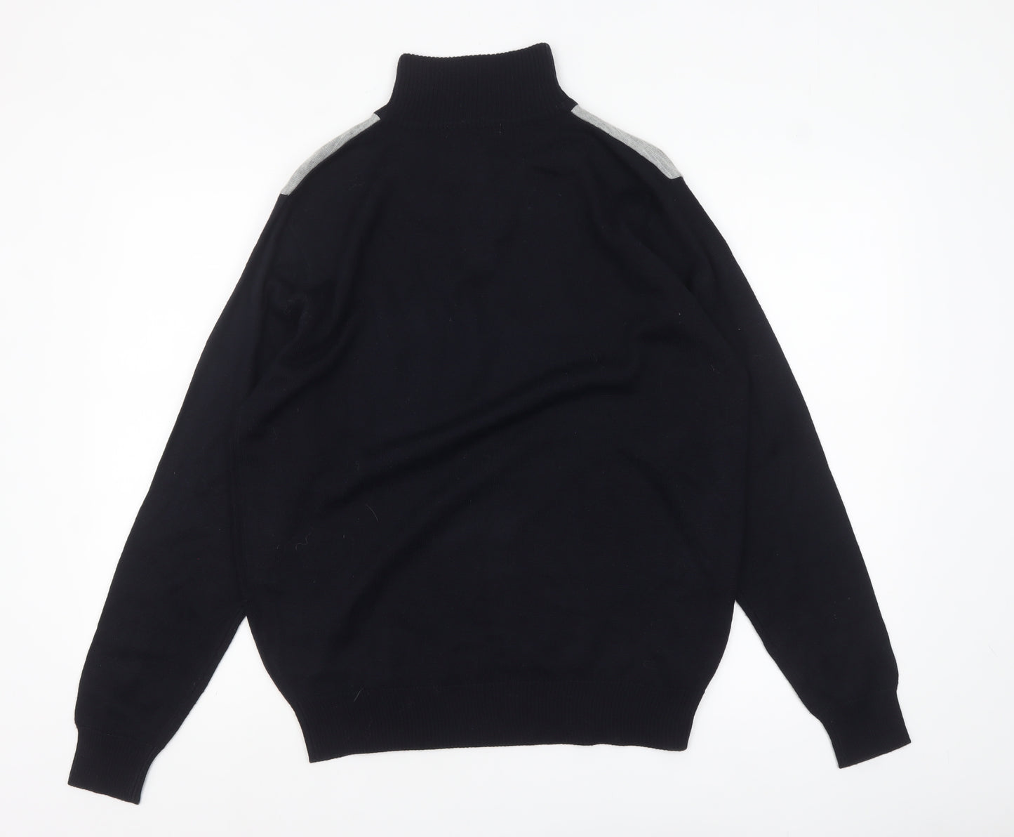 BONO BONO Uomo Men's XL Black Grey Blue Argyle 1/2 Zip Wool Jumper