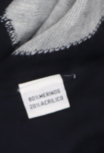 BONO BONO Uomo Men's XL Black Grey Blue Argyle 1/2 Zip Wool Jumper