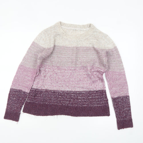 Fat Face Women's Beige Purple Ombre Knit Jumper Size 10 Regular