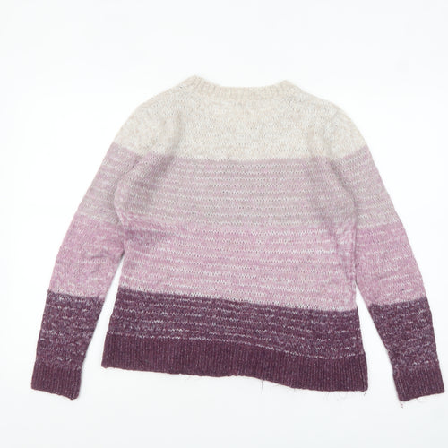 Fat Face Women's Beige Purple Ombre Knit Jumper Size 10 Regular