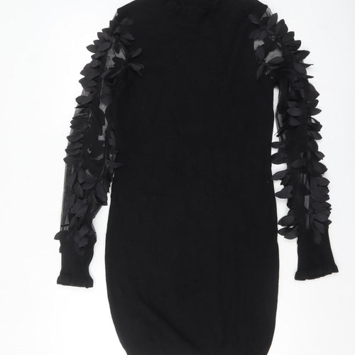 Wild Flower Women's Black Bodycon Knit Long Sleeve Dress M