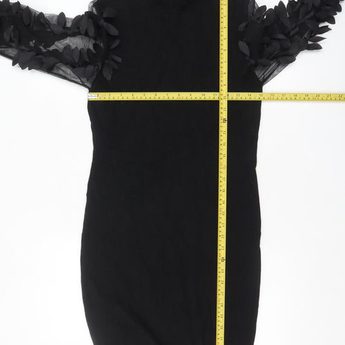 Wild Flower Women's Black Bodycon Knit Long Sleeve Dress M