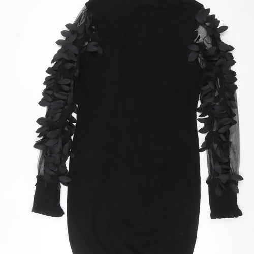 Wild Flower Women's Black Bodycon Knit Long Sleeve Dress M