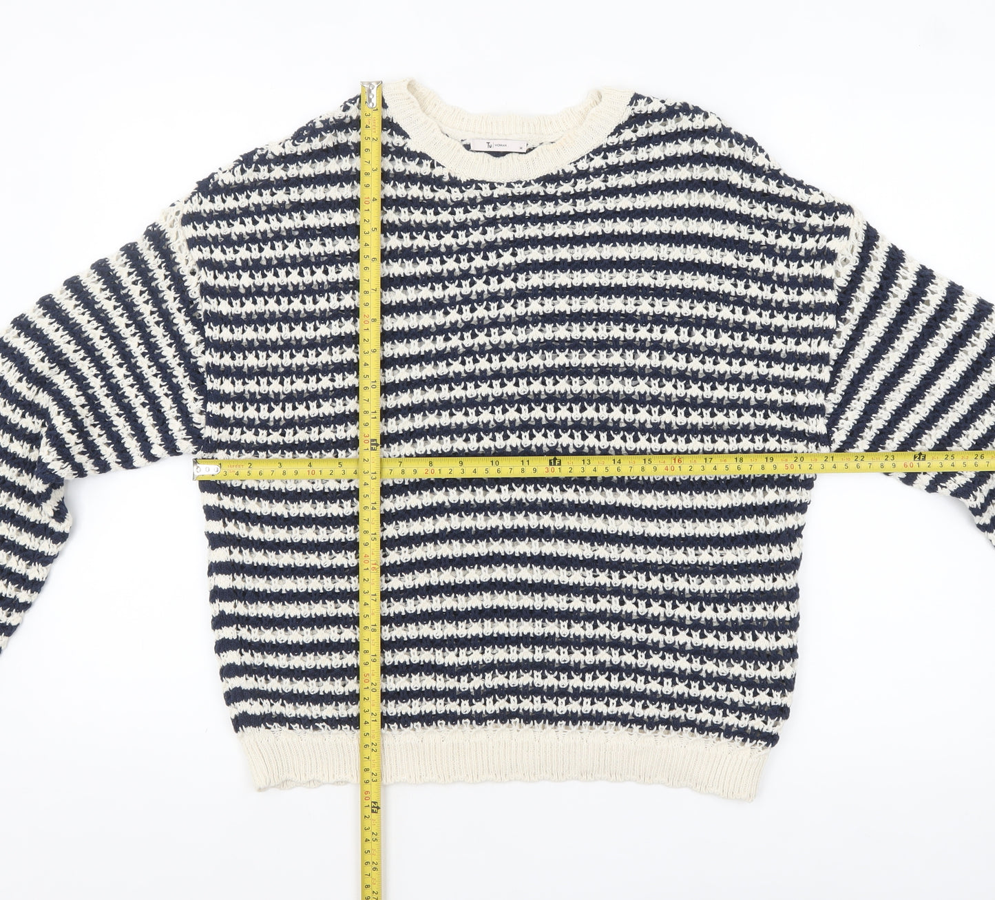 Tu Women’s Multicoloured Striped Knit Pullover Jumper Size 14