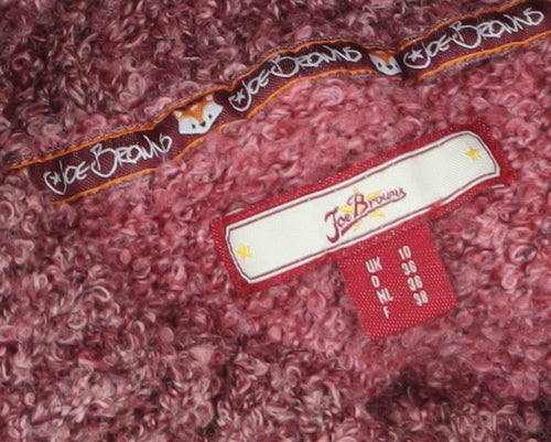 Joe Browns Women Pink Floral High Neck Chunky Knit Jumper UK 10