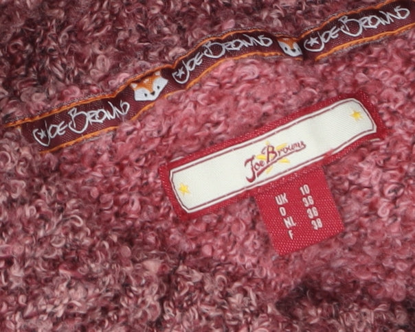 Joe Browns Women Pink Floral High Neck Chunky Knit Jumper UK 10