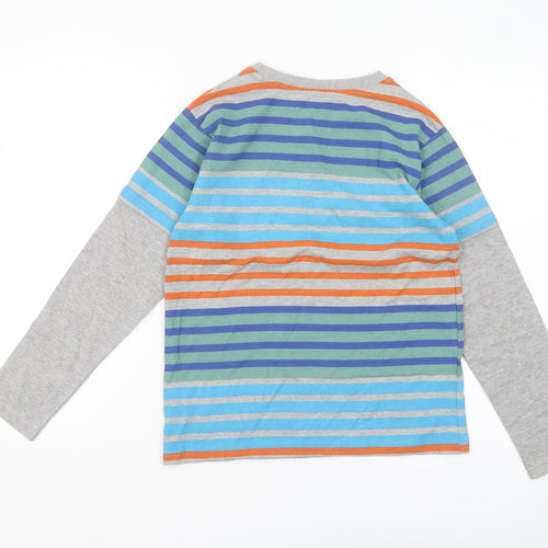 Weird Fish Boys Multicoloured Striped Long Sleeve Cotton T-Shirt 11-12 Years