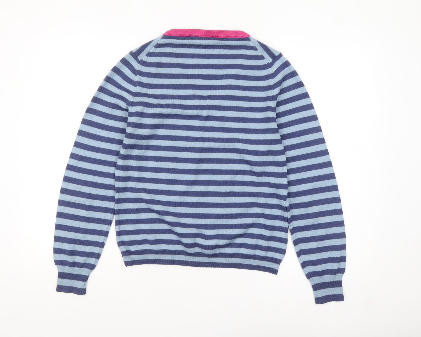 Betty Jackson Studio Women's Blue Striped V-Neck Jumper L
