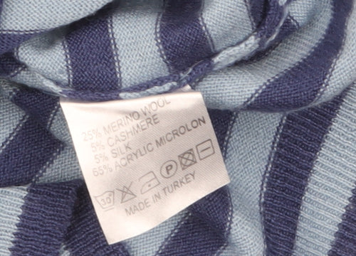 Betty Jackson Studio Women's Blue Striped V-Neck Jumper L