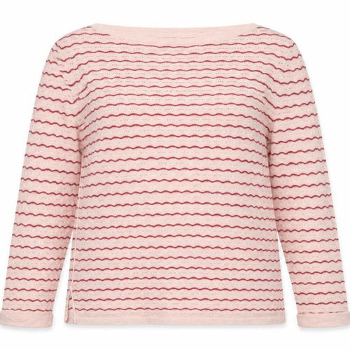 Fat Face Women's Pink Striped Cotton Boat Neck Jumper Size 10