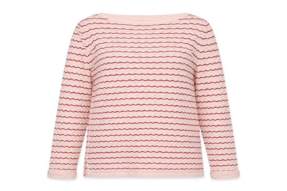 Fat Face Women's Pink Striped Cotton Boat Neck Jumper Size 10