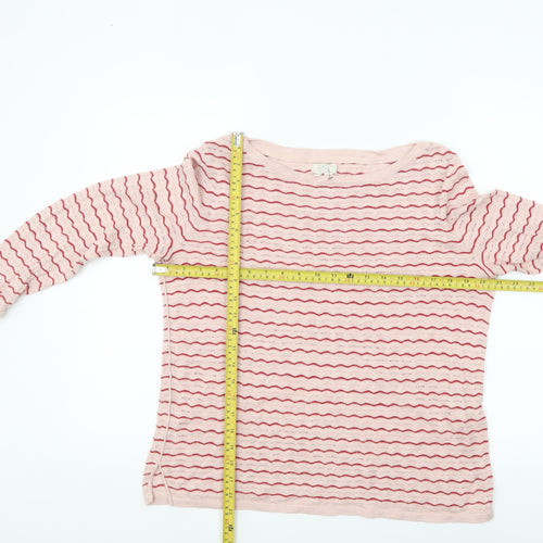 Fat Face Women's Pink Striped Cotton Boat Neck Jumper Size 10