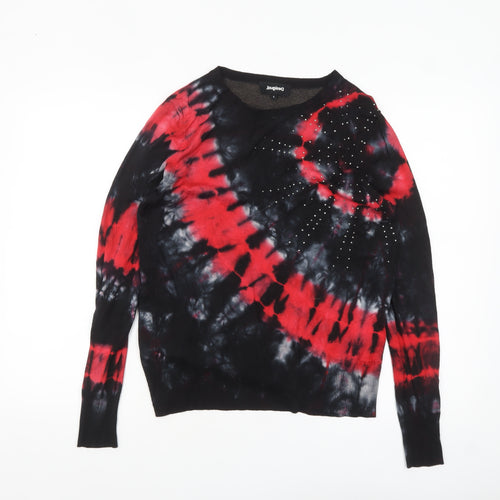 Desigual Women’s Multicoloured Tie-Dye Rhinestone Pullover Jumper L