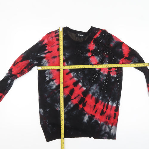 Desigual Women’s Multicoloured Tie-Dye Rhinestone Pullover Jumper L