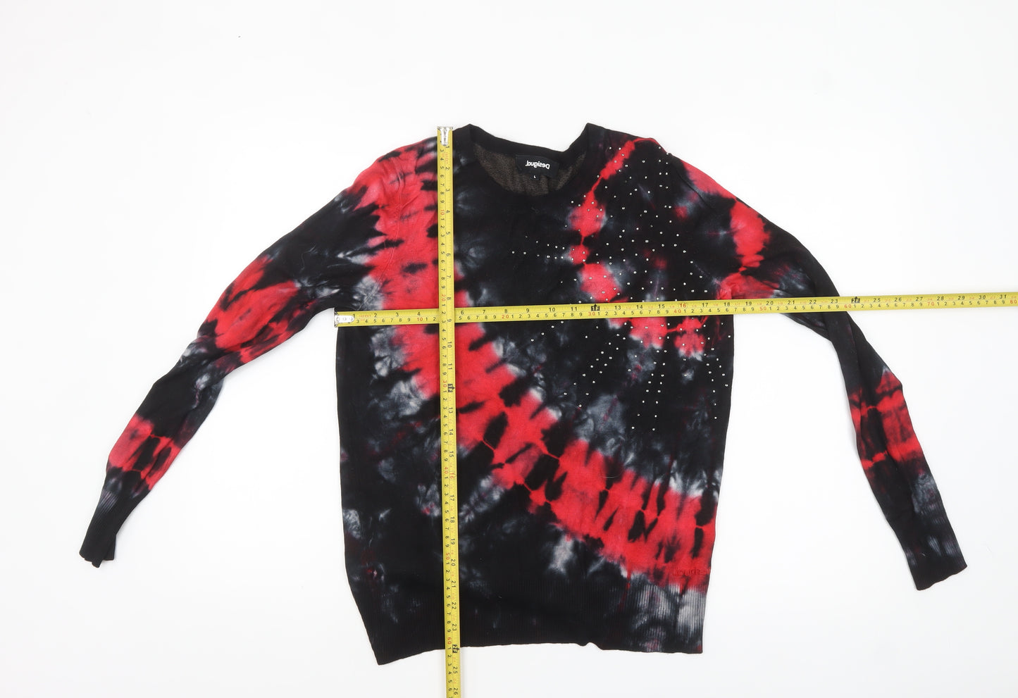 Desigual Women’s Multicoloured Tie-Dye Rhinestone Pullover Jumper L