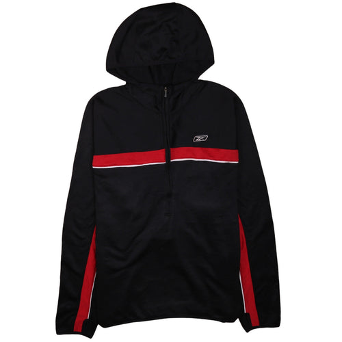 Reebok Men’s Black XL 1/2 Zip Hoodie with Red Stripe Sportswear