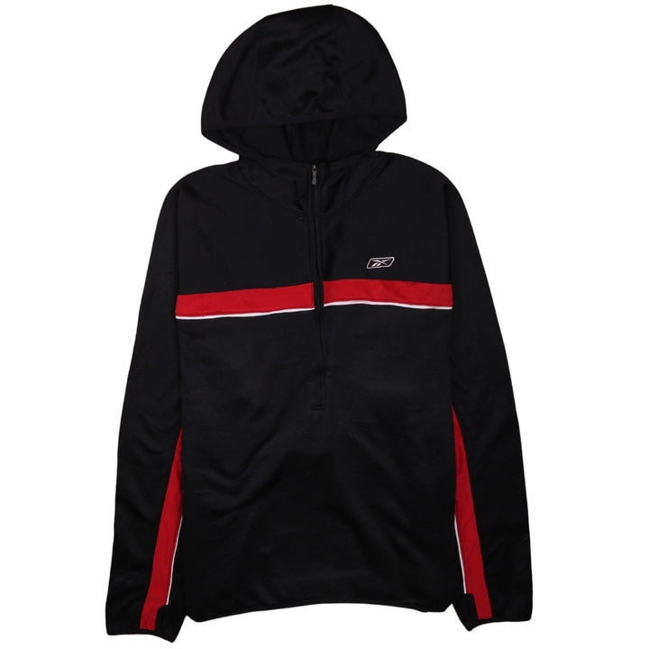 Reebok Men’s Black XL 1/2 Zip Hoodie with Red Stripe Sportswear