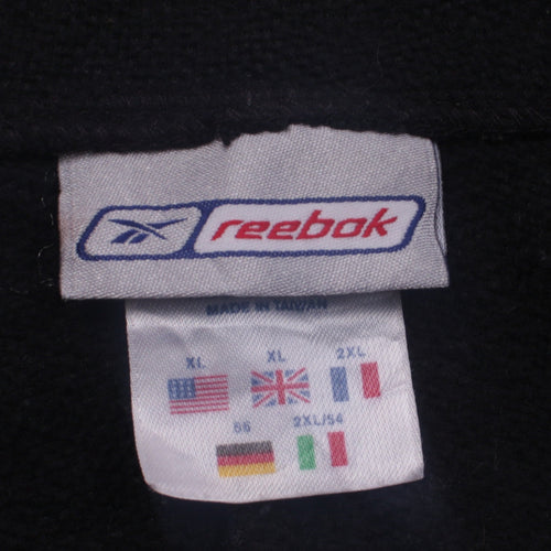Reebok Men’s Black XL 1/2 Zip Hoodie with Red Stripe Sportswear