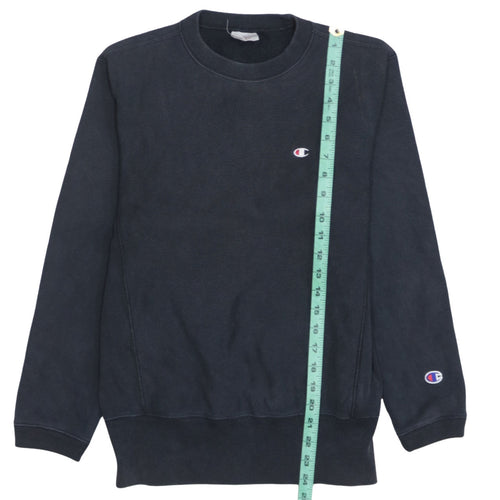 Champion Men's Black Small Reverse Weave Crew Neck Sweatshirt