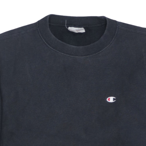 Champion Men's Black Small Reverse Weave Crew Neck Sweatshirt