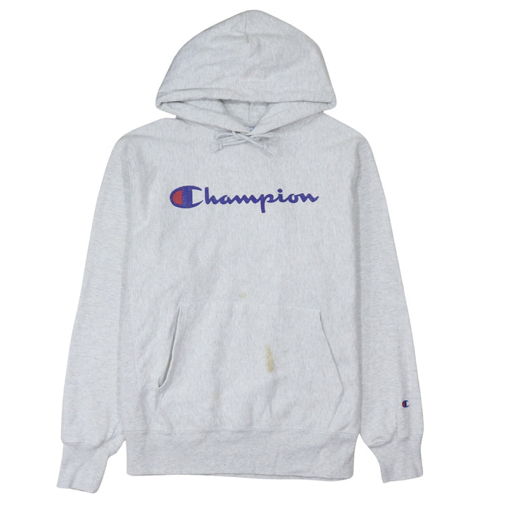 Champion Men's Grey Medium Pullover Hoodie Reverse Weave Logo Sweatshirt