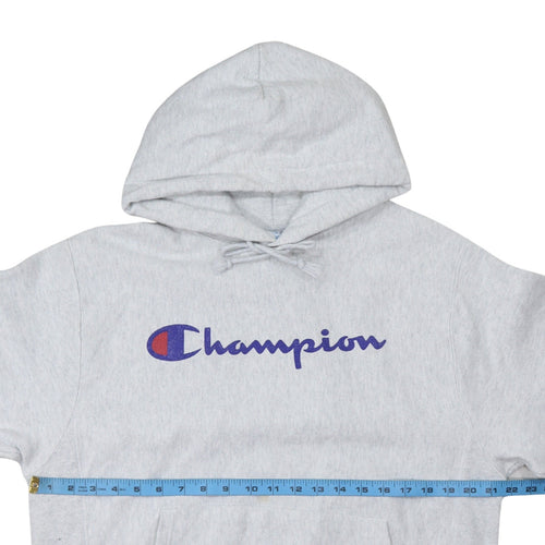 Champion Men's Grey Medium Pullover Hoodie Reverse Weave Logo Sweatshirt