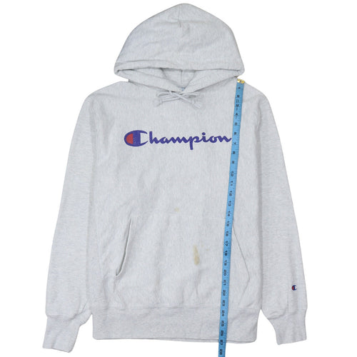 Champion Men's Grey Medium Pullover Hoodie Reverse Weave Logo Sweatshirt