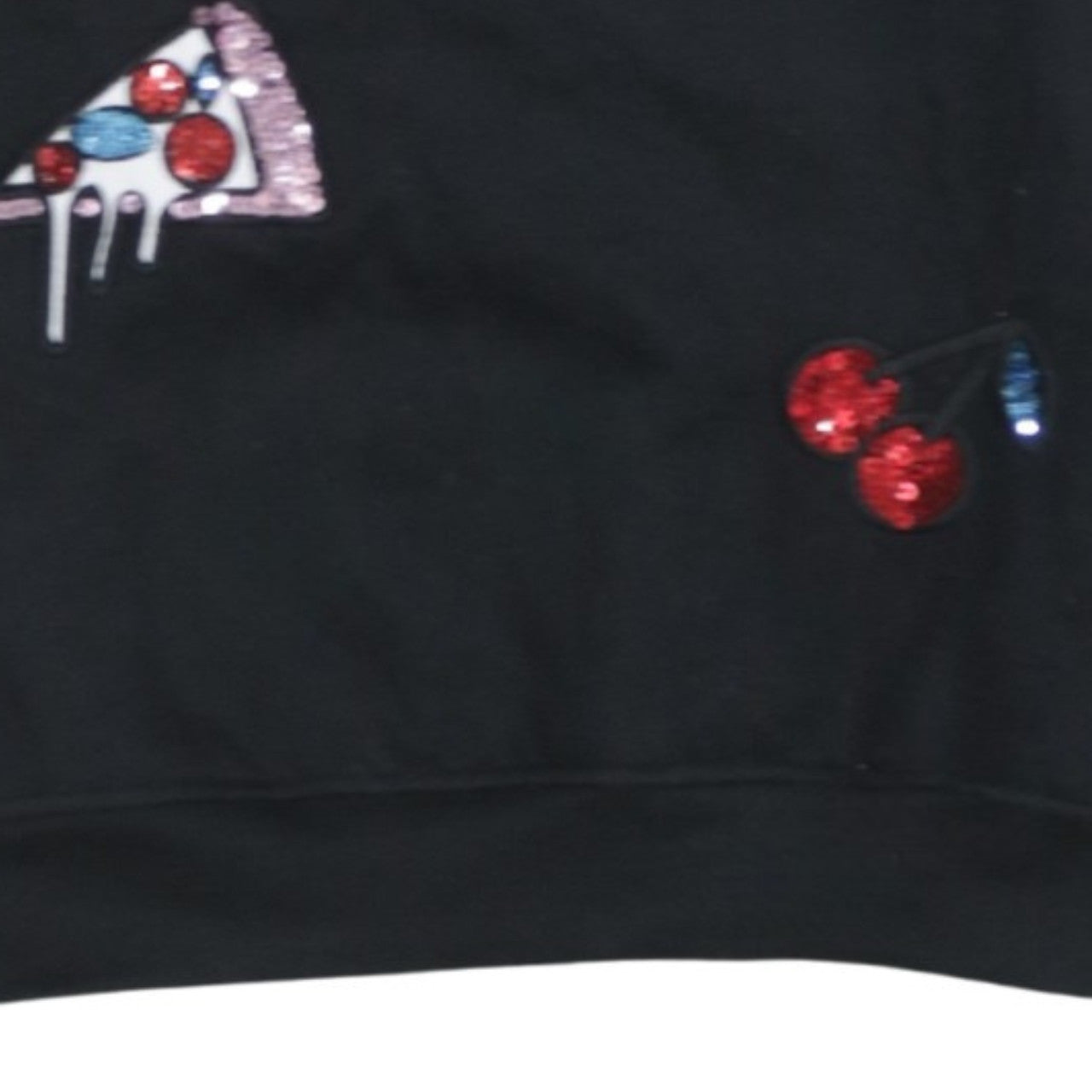 FEE RED Womens Black Sequin Graphic Pullover Sweatshirt L