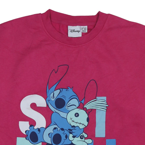 Disney Women’s Pink Stitch Pullover Sweatshirt Size L