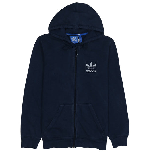 Adidas Men’s Blue Full Zip Hoodie Size S Fleece Logo Sweatshirt