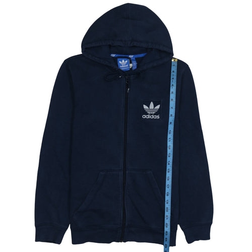 Adidas Men’s Blue Full Zip Hoodie Size S Fleece Logo Sweatshirt