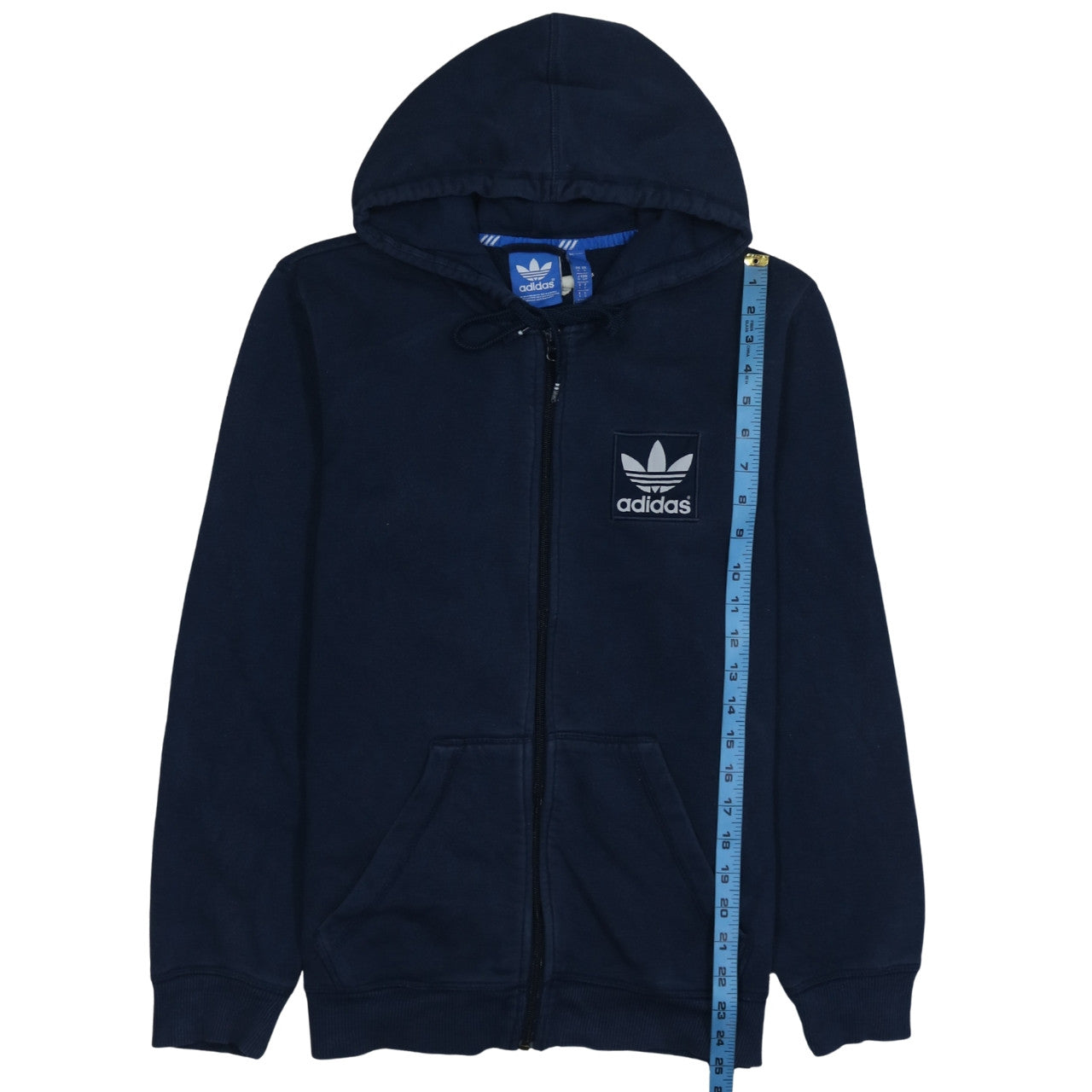 Adidas Men’s Blue Full Zip Hoodie Size S Fleece Logo Sweatshirt