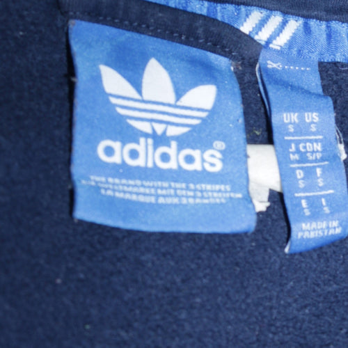 Adidas Men’s Blue Full Zip Hoodie Size S Fleece Logo Sweatshirt