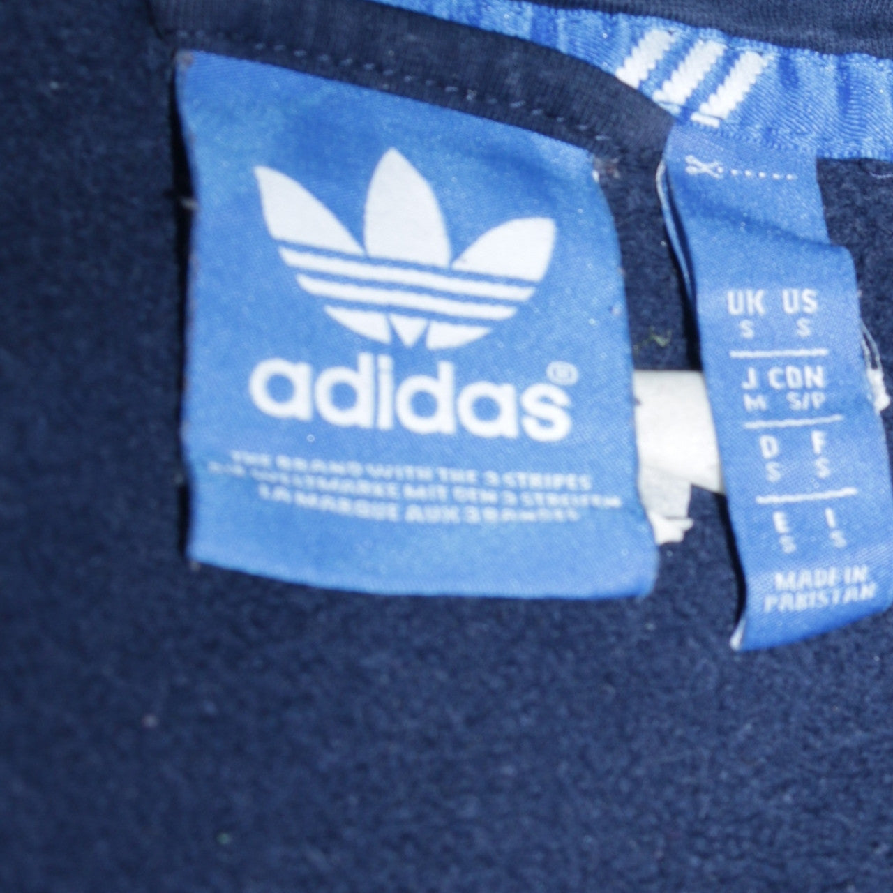 Adidas Men’s Blue Full Zip Hoodie Size S Fleece Logo Sweatshirt