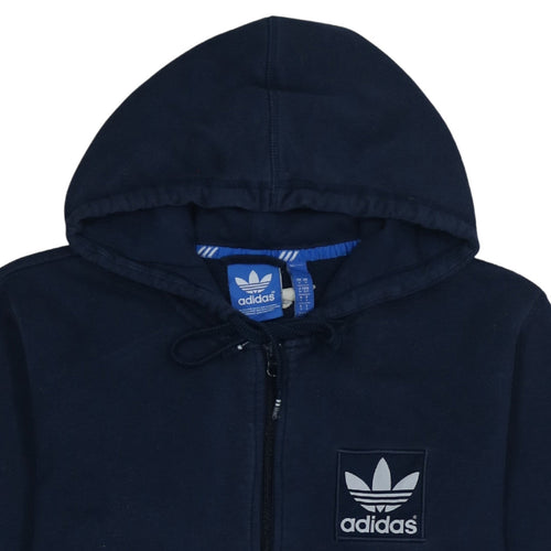 Adidas Men’s Blue Full Zip Hoodie Size S Fleece Logo Sweatshirt