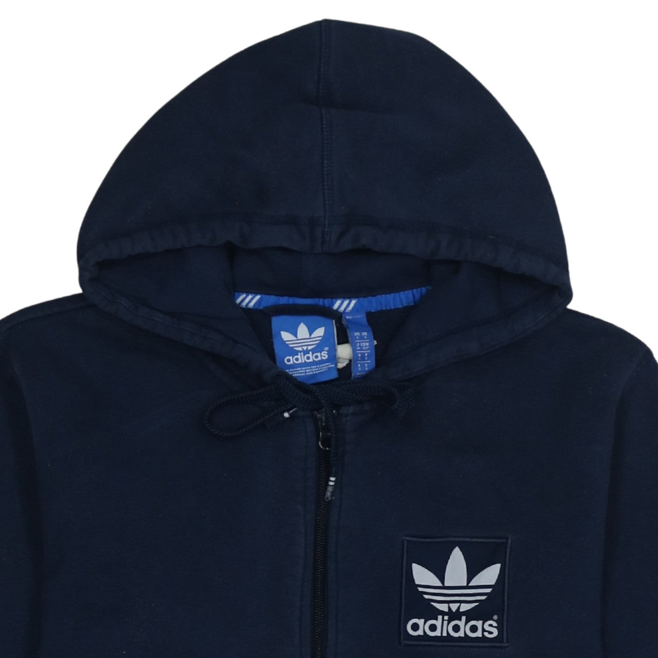 Adidas Men’s Blue Full Zip Hoodie Size S Fleece Logo Sweatshirt