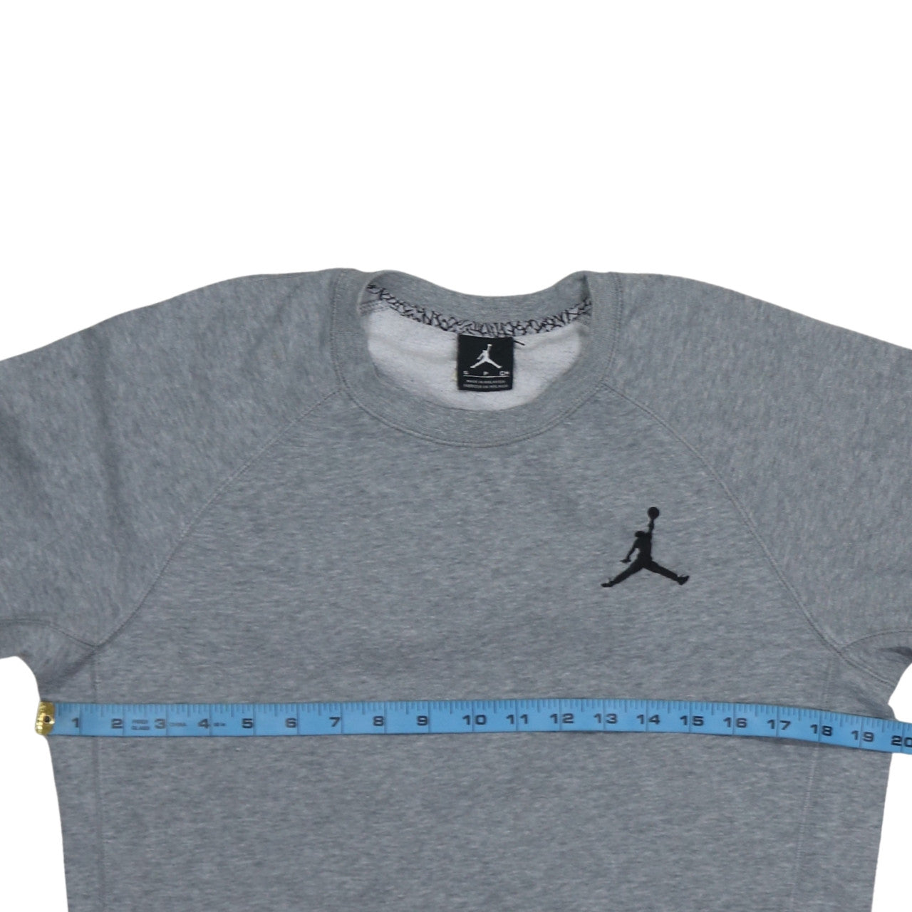 Jordan Men's Grey Crew Neck Sweatshirt Small Embroidered Logo Pullover