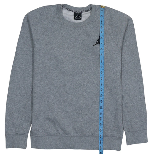 Jordan Men's Grey Crew Neck Sweatshirt Small Embroidered Logo Pullover