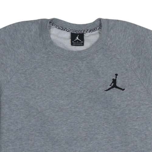 Jordan Men's Grey Crew Neck Sweatshirt Small Embroidered Logo Pullover