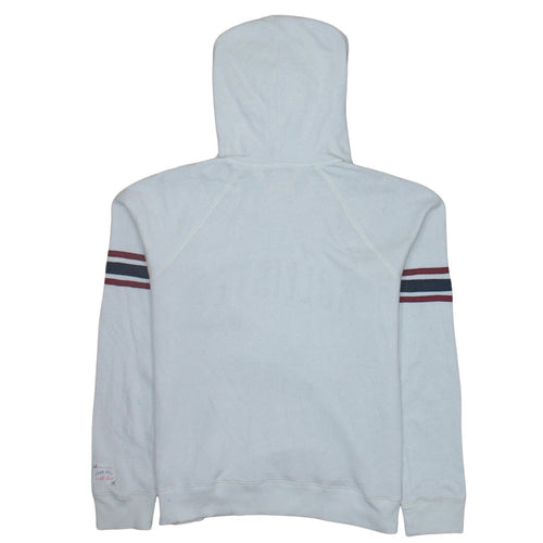Hollister Men White Pullover Hoodie L Embroidered Logo Fleece