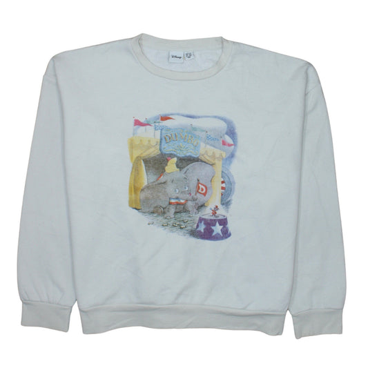 Disney Dumbo White Sweatshirt Women's L 14/16 Crew Neck Pullover