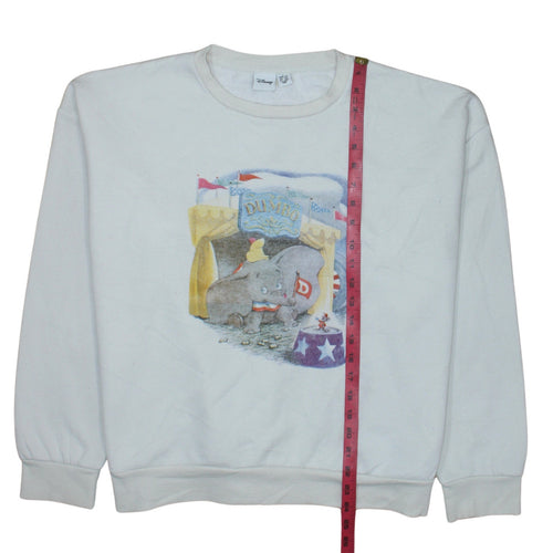 Disney Dumbo White Sweatshirt Women's L 14/16 Crew Neck Pullover
