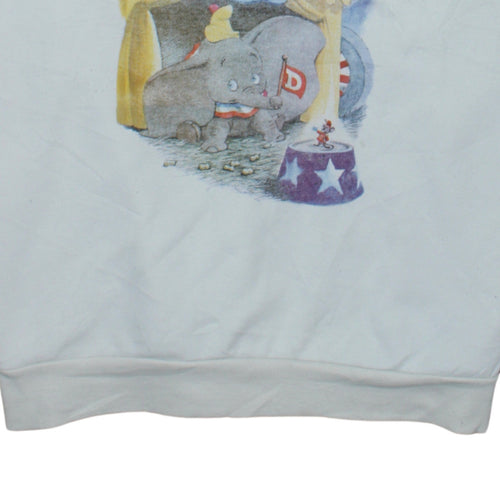Disney Dumbo White Sweatshirt Women's L 14/16 Crew Neck Pullover