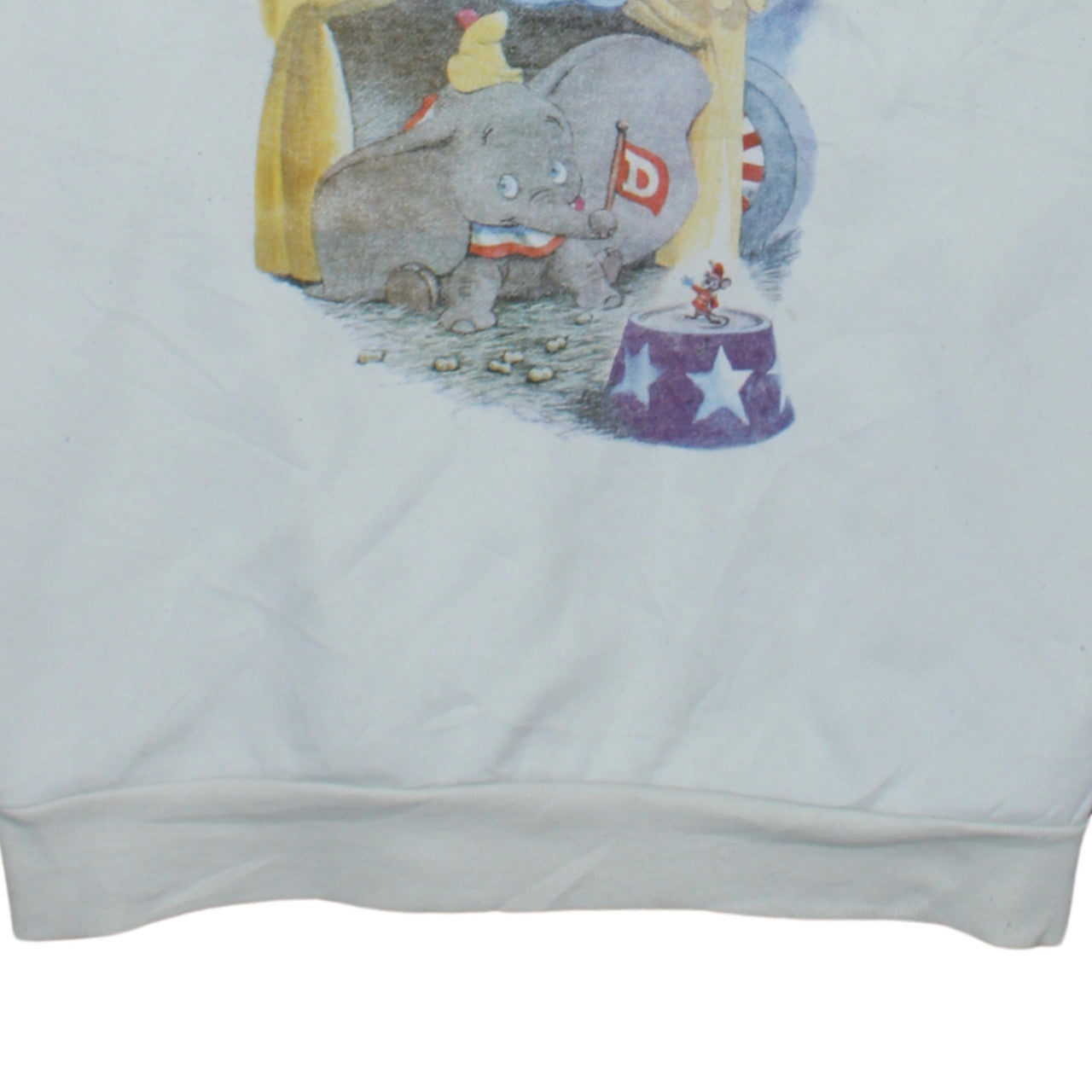 Disney Dumbo White Sweatshirt Women's L 14/16 Crew Neck Pullover