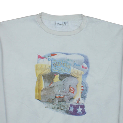 Disney Dumbo White Sweatshirt Women's L 14/16 Crew Neck Pullover