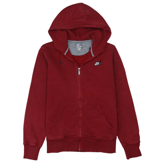 Nike Men's Red Full Zip Hoodie Sweatshirt Size M Cotton Blend