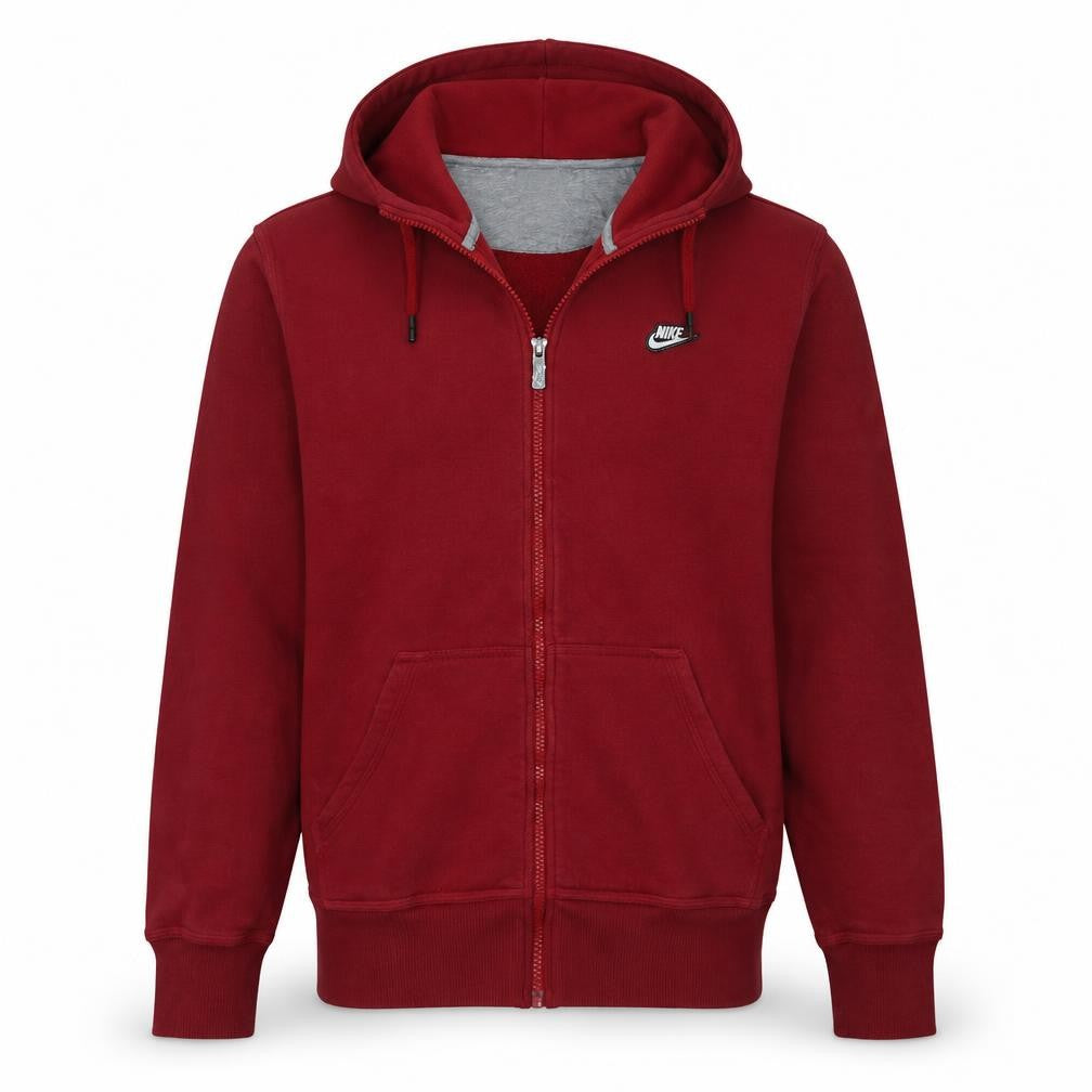 Nike Men's Red Full Zip Hoodie Sweatshirt Size M Cotton Blend