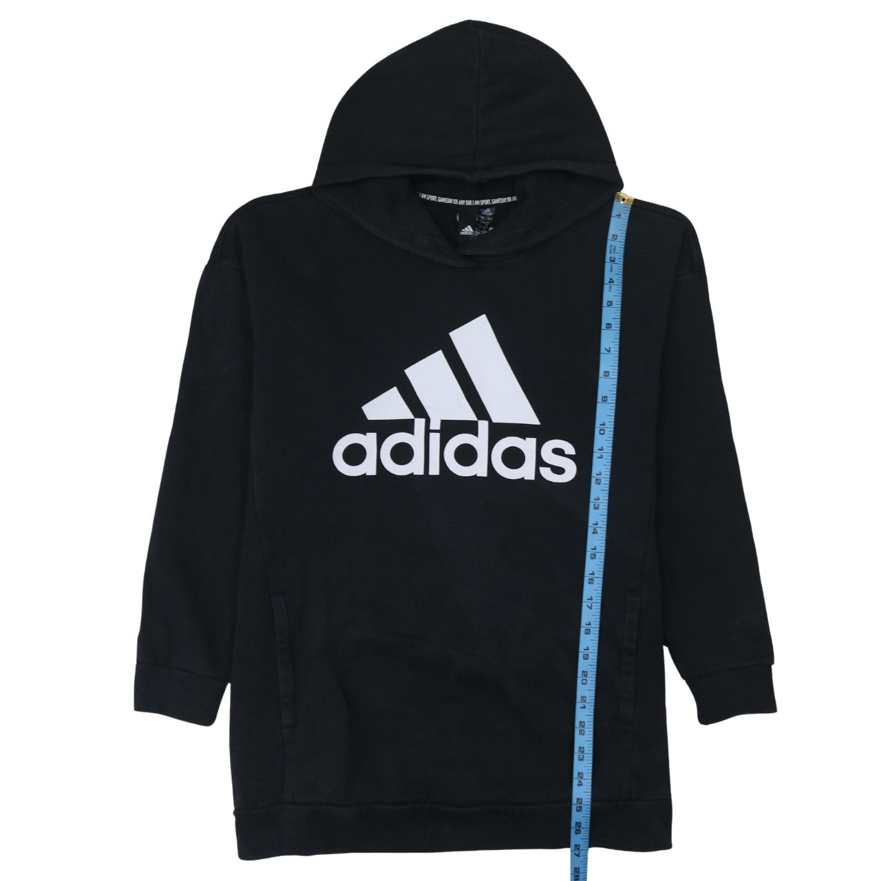Adidas Womens Black Pullover Hoodie Size S Logo Print Sportswear
